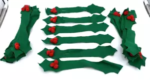 Christmas Felt Napkin Holders Individual Set of 22 Handmade Holly Berry Pom Pom - Picture 1 of 4