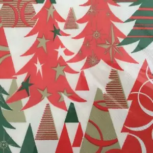 XMAS PAPER NAPKINS / SERVIETTES PK20 MERRY CHRISTMAS TREES 3 PLY - Picture 1 of 2