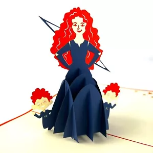 BC Worldwide Ltd handmade 3D pop up card princess Merida birthday Mother's day - Picture 1 of 4