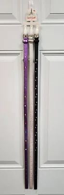 Paquete de 3: Cinturones Cat & Jack Niñas Corazones/Brillo *Talla XL* Púrpura/Plateado/Negro - 9C Foto 1 de 4