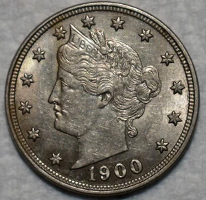 About Uncirculated 1900 Liberty Nickel, Razor-Sharp, Lustrous specimen. - Picture 1 of 2