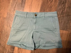 American Eagle Outfitters Women's size 8 Aqua Super Stretch Midi Shorts - Picture 1 of 6