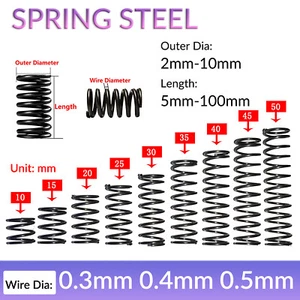 10Pcs Wire Dia.0.3/0.4/0.5mm OD 3mm-10mm Small Springs Compression Spring Steel - Picture 1 of 8