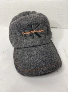 Vintage 90er seltene Calvin Klein Jeans Wollmütze Kappe grau mit "CK" vorne - Bild 1 von 10