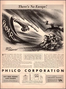 1943 WW2 AD PHILCO Corp. Developing Radar , Art, There's No Escape!080724 - Picture 1 of 1
