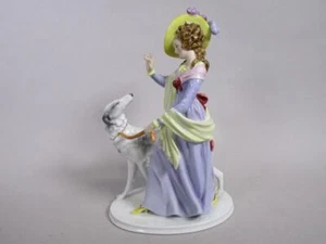 Rosenthal Porzellanfigur Dame/Lady mit Barsoi-Hund, handgemalt, 28 cm H  1R356 - Picture 1 of 10