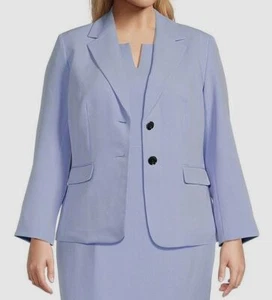 Kasper Women's Blue Solid Two-Button Long-Sleeve Blazer Jacket Plus Size 18W - Picture 1 of 1