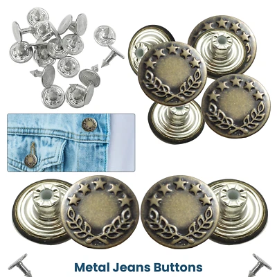 17mm Hammer On Jeans Buttons Studs Replacement for Denim Jacket Trouser 10-100x - Image 1 of 4
