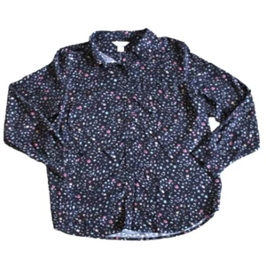 Christopher & Banks Womens Collared Button Front Blouse-Black-Size L-NWT - Picture 1 of 6