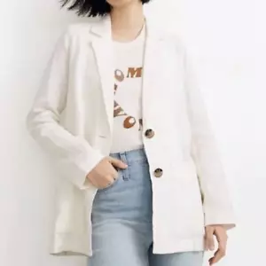 Madewell linen Dorset blazer OVERSIZED ivory color Women's Size Small - Picture 1 of 11