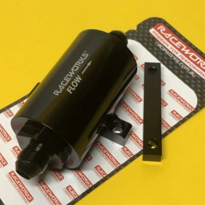 Raceworks ALY-208-10BK AN8 Inline fuel filter 10 micron Reusable 50 x 140 -8AN  - image 1 of 3