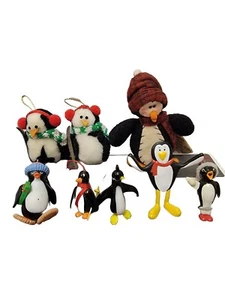 Vintage Ornaments Penguins  Decorations Bundle Of 8 Winter Christmas - Picture 1 of 4