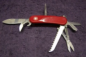 Wegener Delemont Traveler Swiss Army Knife red scissors 9 tools - Picture 1 of 3