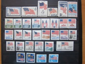 US, American Flag collection 1957-87 sheet, coil, booklet 32 stamps, MNH - Picture 1 of 1