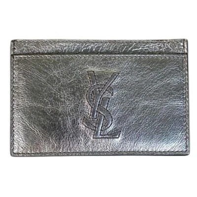 YSL Auténtico Vintage Plateado Metálico Portatarjetas Identificación En Muy Buen Estado Raro Foto 1 de 4