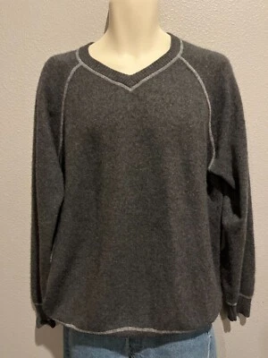 Suéter de golf con parche en el codo de cachemir gris carbón recto para hombre talla L Foto 1 de 4