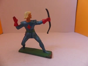 FIGURINE STARLUX MOYEN AGE ARCHER DEBOUT COTE MAILLE BLEU CHEVEUX BLONDS (CASSE) - Picture 1 of 3