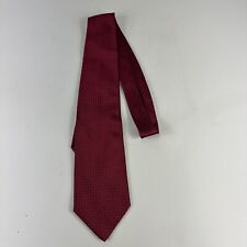 Longchamp Mens Tie 100% Silk Red Burgundy Squares Made in Italy
