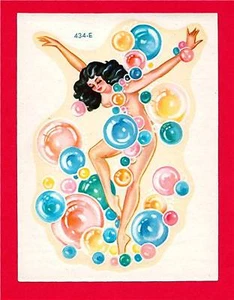 Vintage Pin Up Girl Hot Busty Bubbly Nude Meyercord Water Decal - Picture 1 of 1
