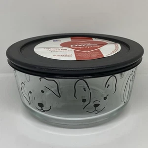Pyrex MY BEST FRIEND 4 Cup Glass Storage Bowl & Lid Cover PUPPY DOG FACES New! - Picture 1 of 8