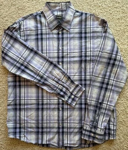 Men’s Neiman Marcus Purple Check Button Down Size XL - Picture 1 of 5