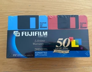 New Sealed Package IBM 50 Fujifilm 2HD Formatted 3.5” Color Floppy Disks - Picture 1 of 5