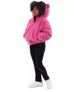 NWT Apparis Lily 2 Hooded Faux Fur Coat Unisex 6Y Pink Full Zip Long Sleeve - Picture 1 of 9