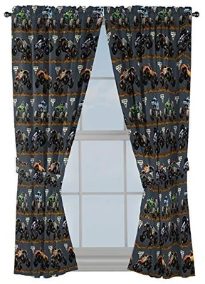  Kids Window Drapes - 4 Piece Curtain Set Includes 2 Tiebacks, Beautiful  - Image 1 of 4