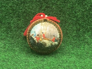 Engländer Fuchsjagd Weihnachtsschmuck handgefertigt/ Samt, Perlen, Pappmaché - Bild 1 von 7