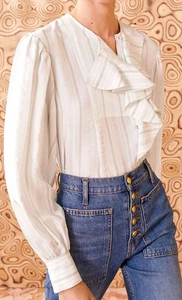 WOW! New Tags Ulla Johnson "Adelaide" 100% silk ruffle blouse sz $520 sz 16 - Picture 1 of 2