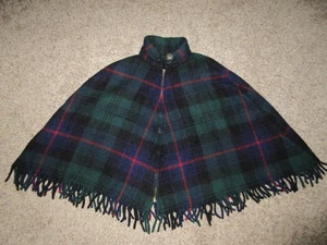 VINTAGE JOHNSON WOOLLEN MILLS KARIERT DURCHGEHENDER REISSVERSCHLUSS JAGD UMHANG PONCHO MEDIUM? UMHANG - Bild 1 von 5