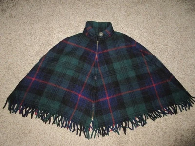 VTG JOHNSON WOOLLEN MILLS PLAID FULL ZIP HUNTING CAPE PONCHO MEDIUM? CLOAK - Image 1 of 4