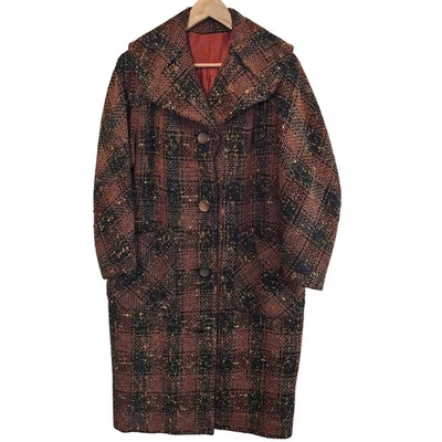 Vintage Marissa Ferrero Coat Womens Large Brown Plaid Wool Preppy 90s Academia - Image 1 of 4