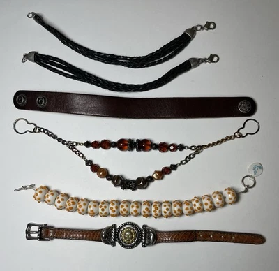 Lote Mixto de Pulsera Joyería - Cuero, Cuentas de Cerámica, Cuerda Trenzada Juego de 6 Foto 1 de 4