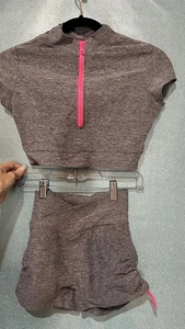 Bombshell Sportswear Scrunch Butt Shorts XS Zipper Top S Gray - Picture 1 of 7