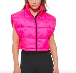 Calvin Klein Damen rosa kurz geschnitten Stehkragen Reißverschluss Weste S NEU $ 79,50 PF2V9604 - Bild 1 von 2