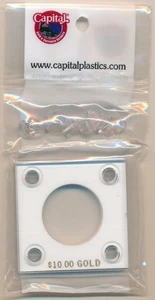 Capital Plastics Coin Holder #144 for $10 Gold - 2"x2" WHITE - Case Capsule - Picture 1 of 2