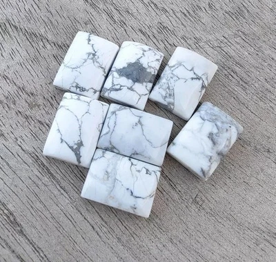 Natural White Howlite Rectangle Cabochon 6x8mm To 20x25mm Loose Gemstone - Image 1 of 3