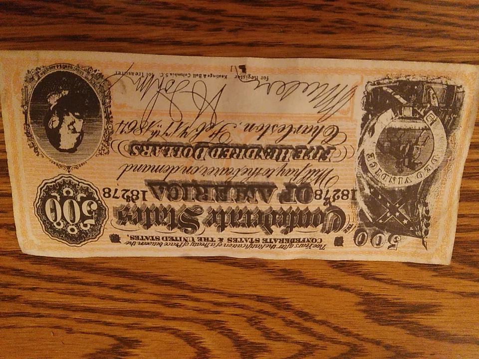 1864 CONFEDERATE States Of America, Vintage $500  Facsimile Note, Nice & Clean - Image 1 of 2