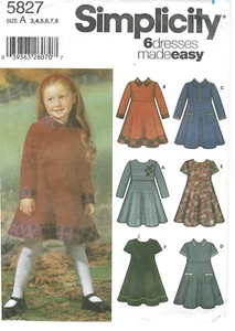 2002 Simplicity 5827 Kinder Kleid Gr. A 3-8 Schnittmuster ungeschnitten - Bild 1 von 3