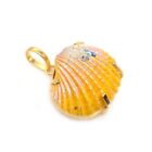 Yellow Sea Shell Gemstone Handmade Gold Plated Beach Jewelry Pendant 1.5" a195