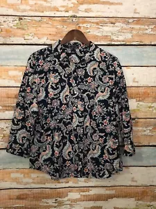American Living women XL Button up Blue floral and vine cotton shirt - Picture 1 of 12