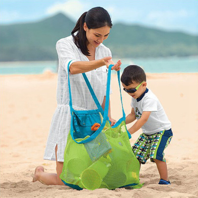 Beach Toy Bag CICILIAYA Mesh Beach Bag, Shell Net Tote, Foldable