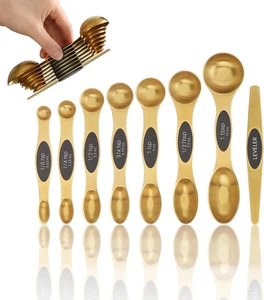 Magnetic Measuring Spoons Set, Stainless Steel, Dual Sided, Stackable, Dual Side - Picture 1 of 12