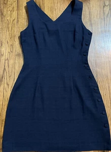 VTG CAMPAGNIE INTERNATIONALE EXPRESS POLYESTER WOOL RAYON NAVY BLUE DRESS SIZE 7 - Picture 1 of 8