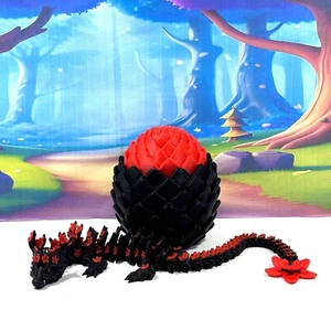 3D Printed Dragon with Egg, 12" Articulated Cherry Blossom Fidget Dragon Toy - Picture 1 of 5