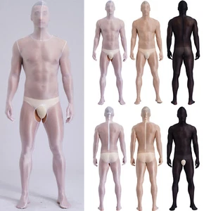 Mono para Hombres Bodystocking Citas Noche Entrepierna Abierta Traje de Gato Ropa de Noche Transparente - Imagen 1 de 33