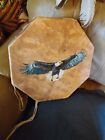 **AWESOME VINTAGE 15 INCH NATIVE AMERICAN BUFFALO PAINTED  DRUM GREAT SOUND  **