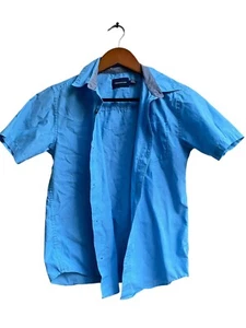 Calvin Klein Youth Short Sleeve Blue Button Down Collared Shirt Size Med 10/12 - Picture 1 of 4
