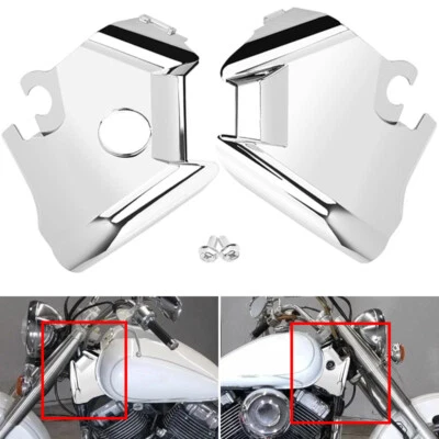 Chrome Fork Upper Frame Neck Cover For Yamaha V-Star 650 XVS650 Custom 1996-2018 - Imagem 1 de 4